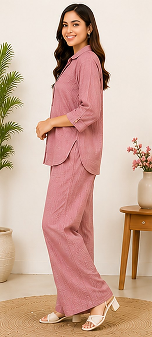 Side view of the PurvaCreation Dusty Rose Co-ord Set