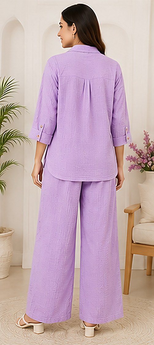 Back view of the PurvaCreation Lavender Luxe Co-ord Set