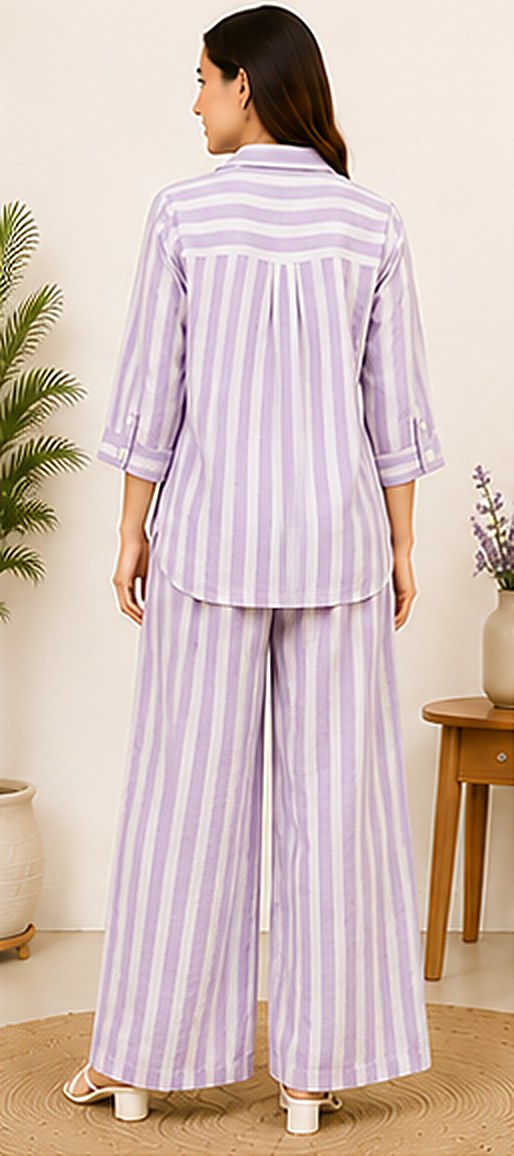 Back view of the PurvaCreation Lavender Stripes Co-ord Set