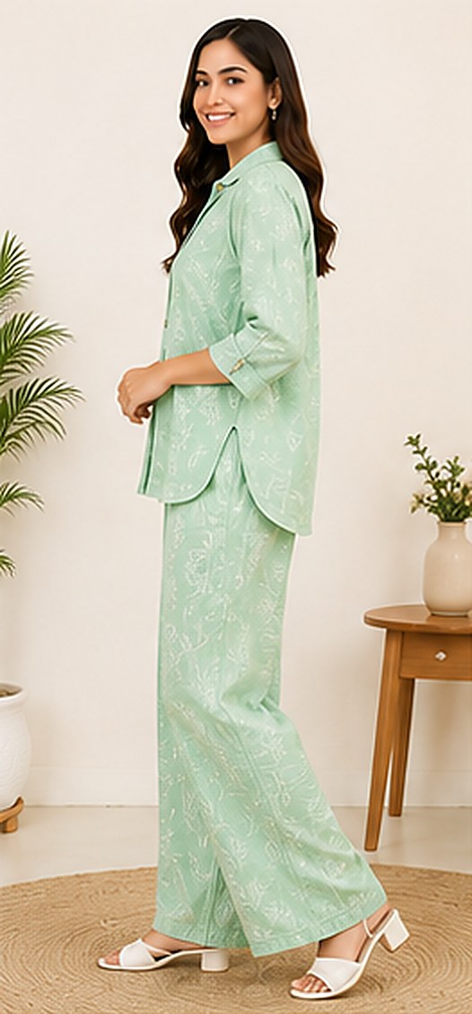 Side view of the PurvaCreation Mint Fresh Co-ord Set
