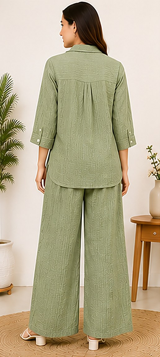 Back view of the PurvaCreation Sage Green Co-ord Set